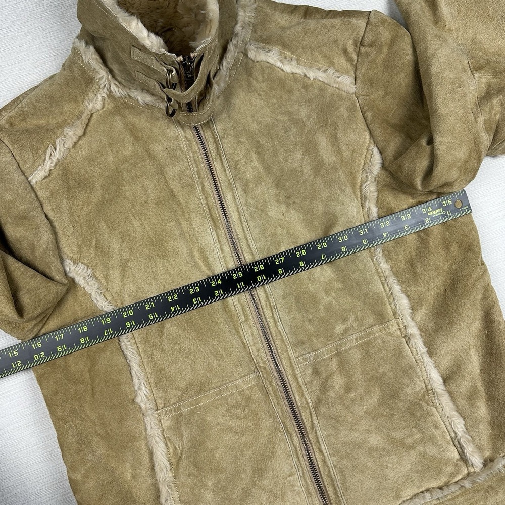Vtg 90s Wilsons Leather MAXIMA Suede Moto Jacket Shearling Women L Beige - Picture 8 of 13